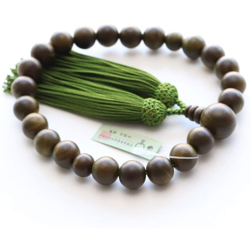 数珠 男性用 緑檀(生命樹) 22玉 人絹房 数珠袋付_画像6