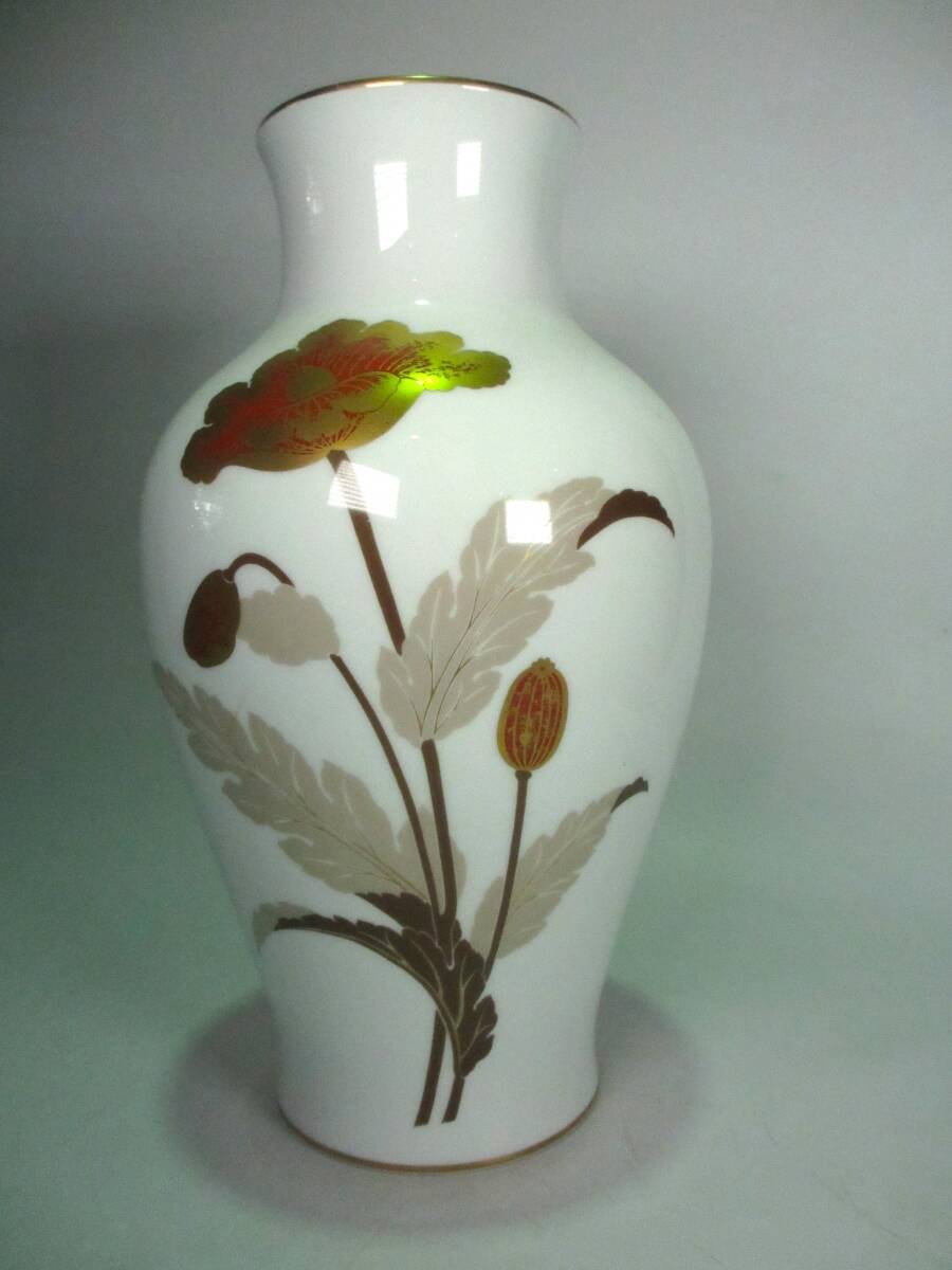 大倉陶園 花瓶 金蝕ケシの花 金彩 OKURA 高さ 約 36cm 花器 花入 大倉陶園 花瓶 金蝕ケシの花 金彩 OKURA 高さ 約 36cm 花器 花入