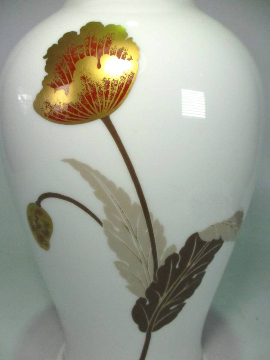 大倉陶園 花瓶 金蝕ケシの花 金彩 OKURA 高さ 約 36cm 花器 花入 大倉陶園 花瓶 金蝕ケシの花 金彩 OKURA 高さ 約 36cm 花器 花入
