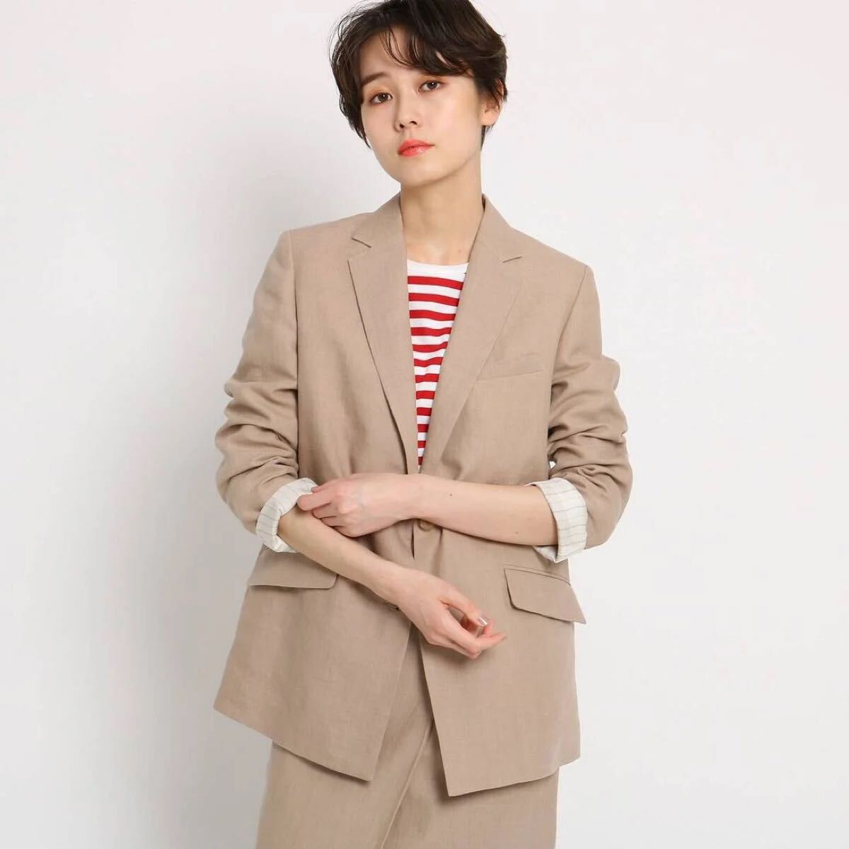 【定価42900円】DRESSTERIOR ドレステリア 先染リネン テーラードジャケット ベージュ