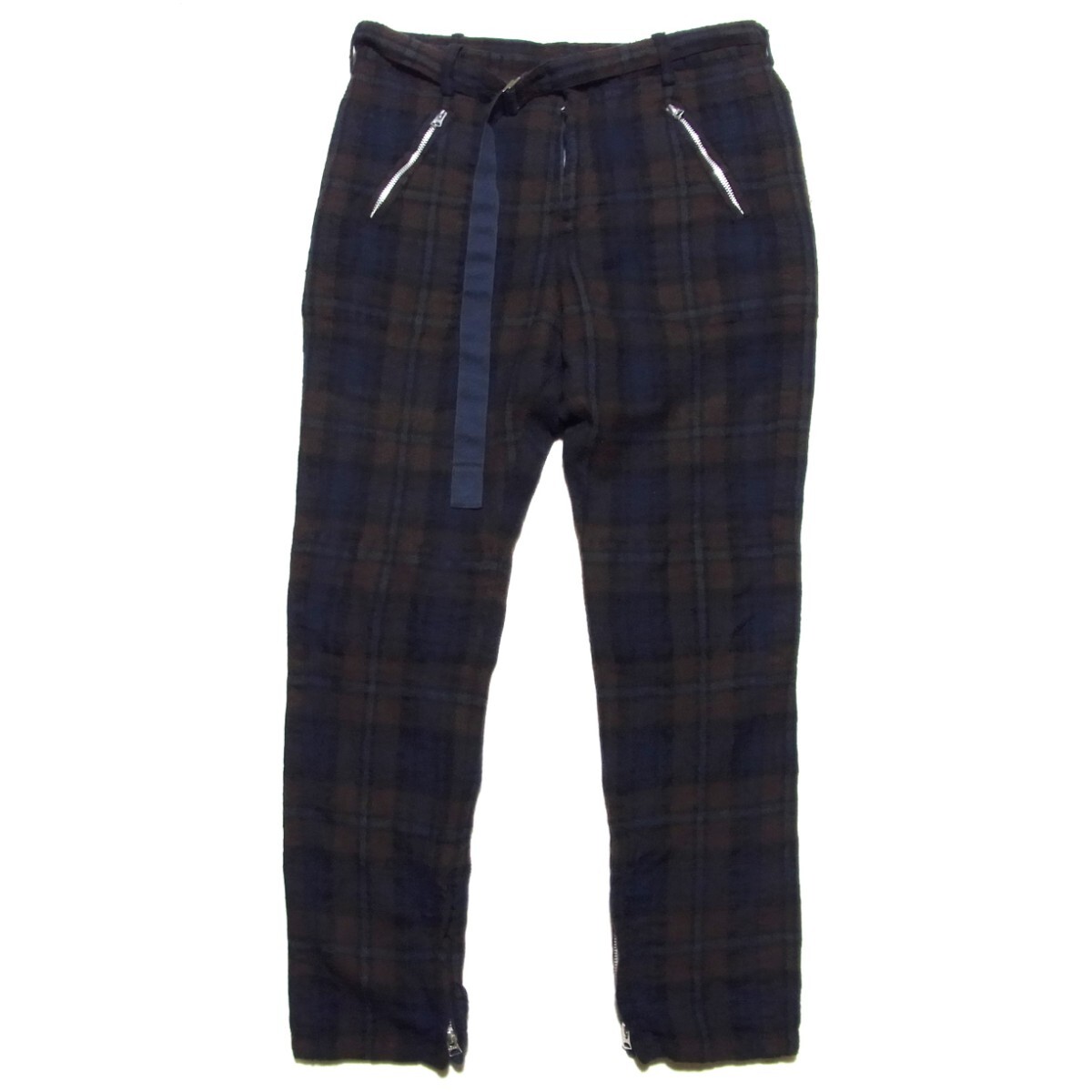 20AW sacai サカイ 縮絨 ウール チェック パンツ 2 ブラウン x 20AW sacai サカイ 縮絨 ウール チェック パンツ 2 ブラウン x