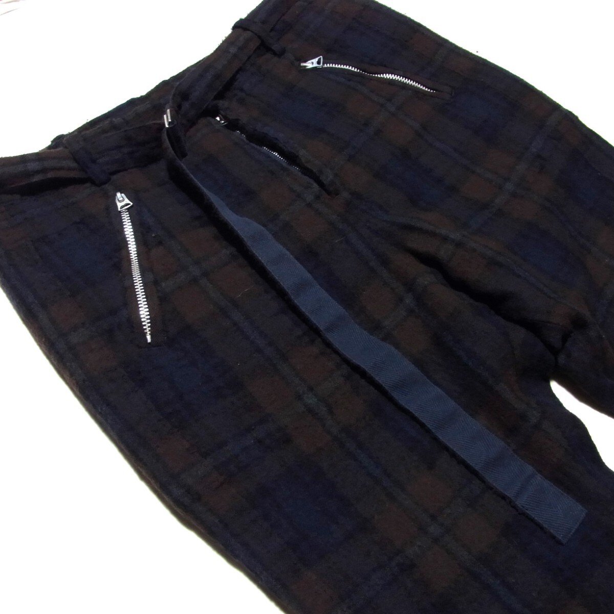 20AW sacai サカイ 縮絨 ウール チェック パンツ 2 ブラウン x 20AW sacai サカイ 縮絨 ウール チェック パンツ 2 ブラウン x