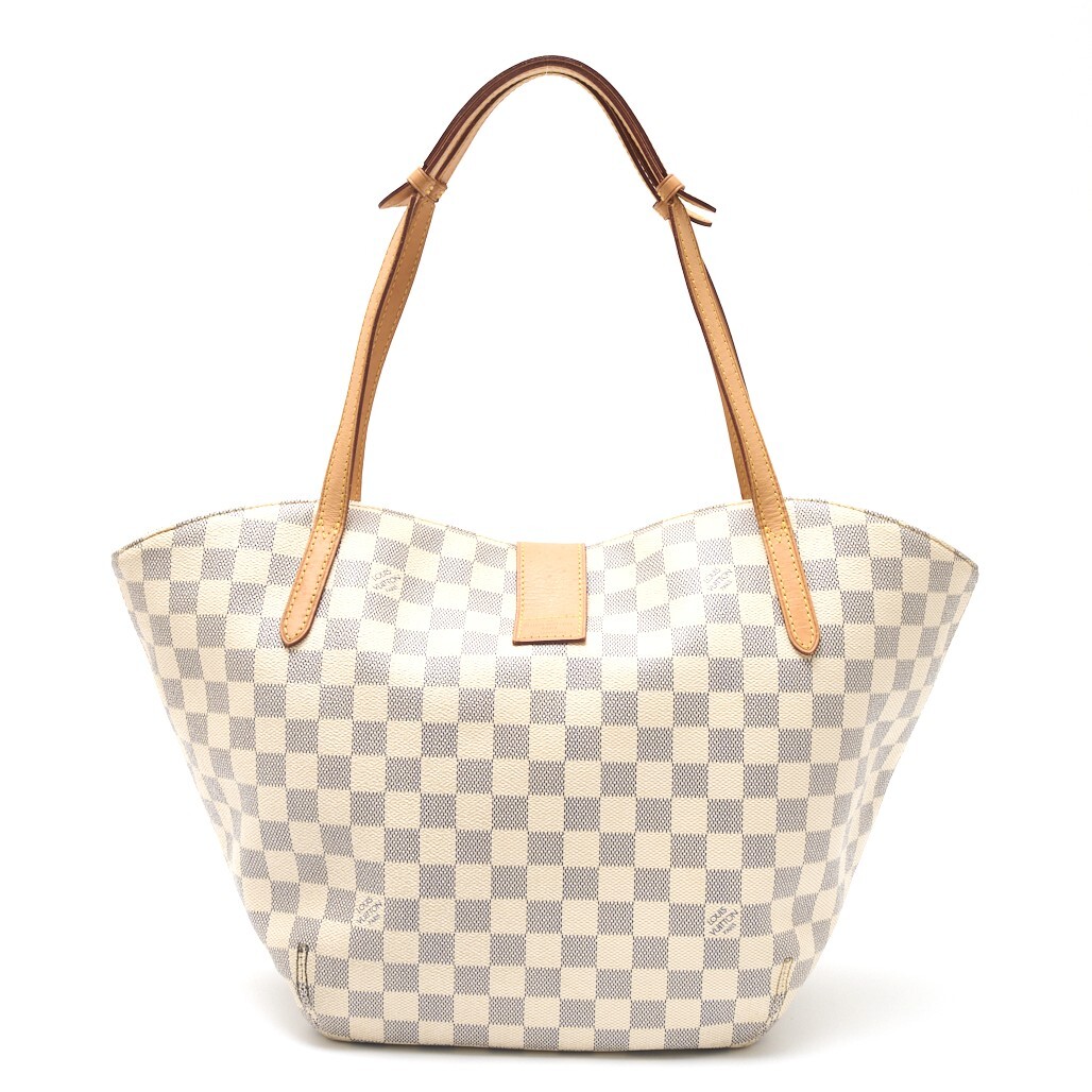 LOUIS VUITTON ルイヴィトン サリナ PM N41208 トート ショルダーバッグ ダミエ?アズール×レザー ホワイト×グレー×ゴールド レディース
