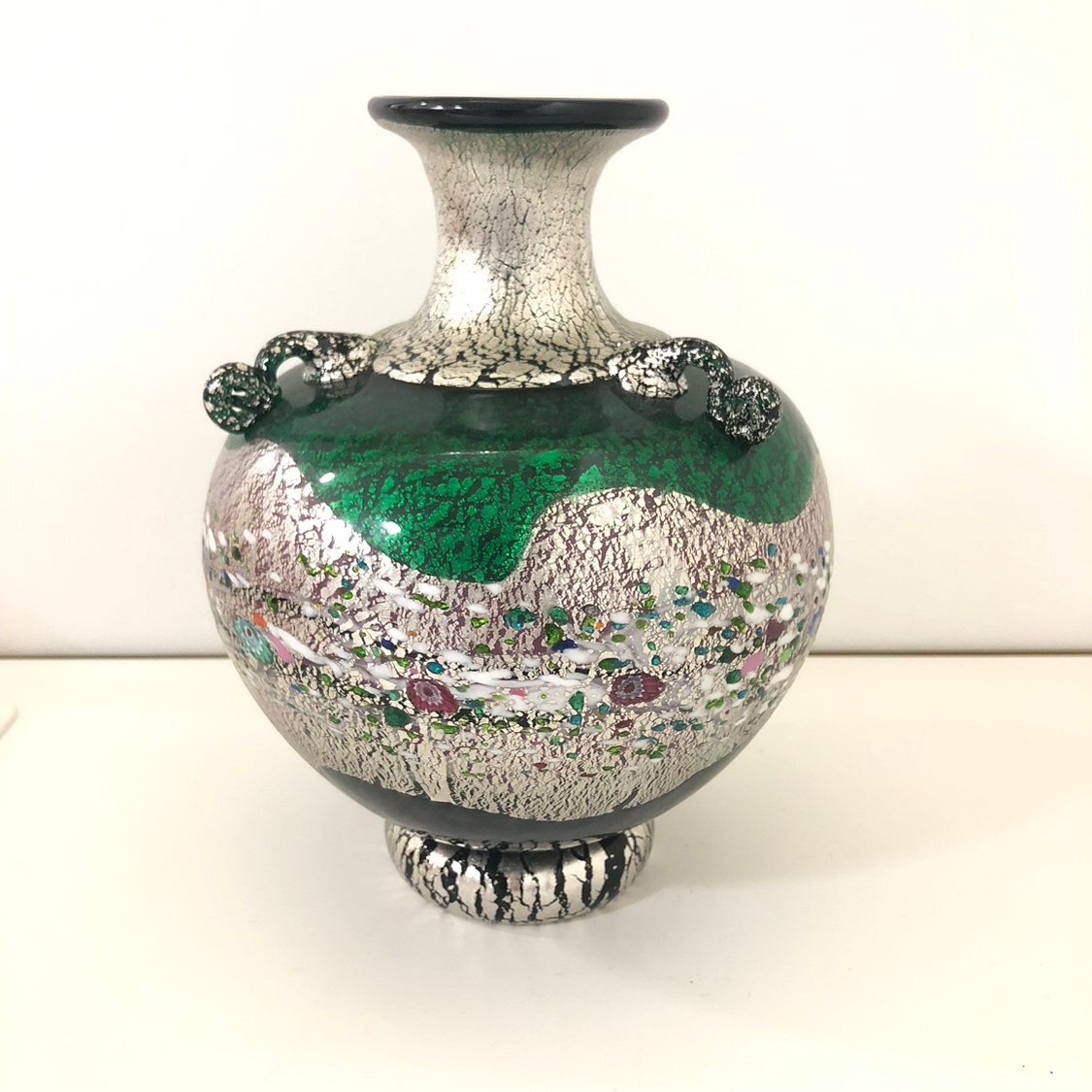 GSA4684】【真作】花器 黒木国昭 プラチナ象嵌花器 光琳 高さ約 GSA4684】【真作】花器 黒木国昭 プラチナ象嵌花器 光琳 高さ約