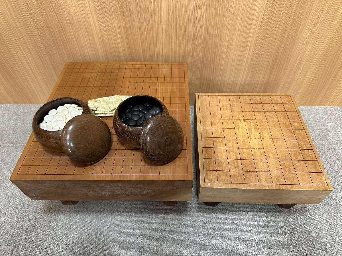 SYC3356a】1円~ 碁盤 碁石 将棋盤 セット おまとめ 囲碁 19路盤 SYC3356a】1円~ 碁盤 碁石 将棋盤 セット おまとめ 囲碁 19路盤