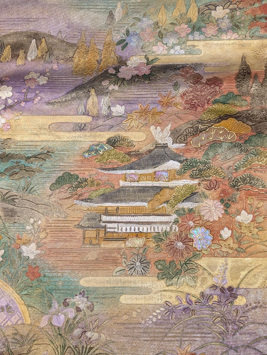 ☆80】【1円スタート】【袋帯 西陣織】中古 松 梅 菊 桜 菖蒲 ☆80】【1円スタート】【袋帯 西陣織】中古 松 梅 菊 桜 菖蒲