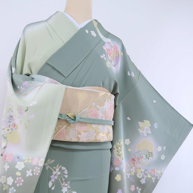 ゆめsaku】美品 金駒刺 着物“夢物語のように花開く花や実り 雪輪 ゆめsaku】美品 金駒刺 着物“夢物語のように花開く花や実り 雪輪
