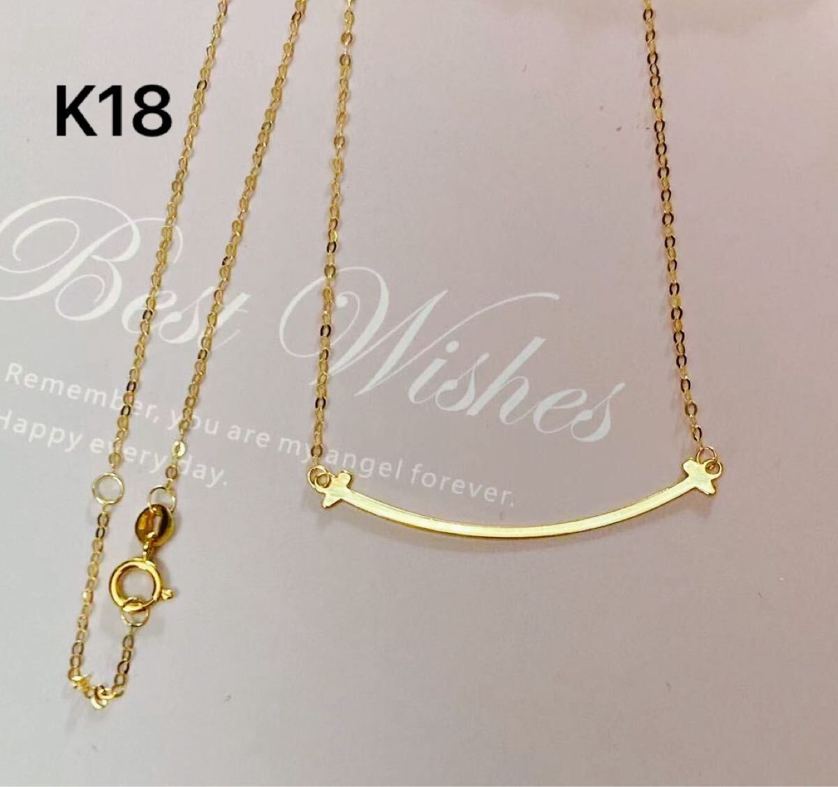 k18YG/18金ネックレス スマイルペンダントトップ AU750/刻印あり k18YG/18金ネックレス スマイルペンダントトップ AU750/刻印あり
