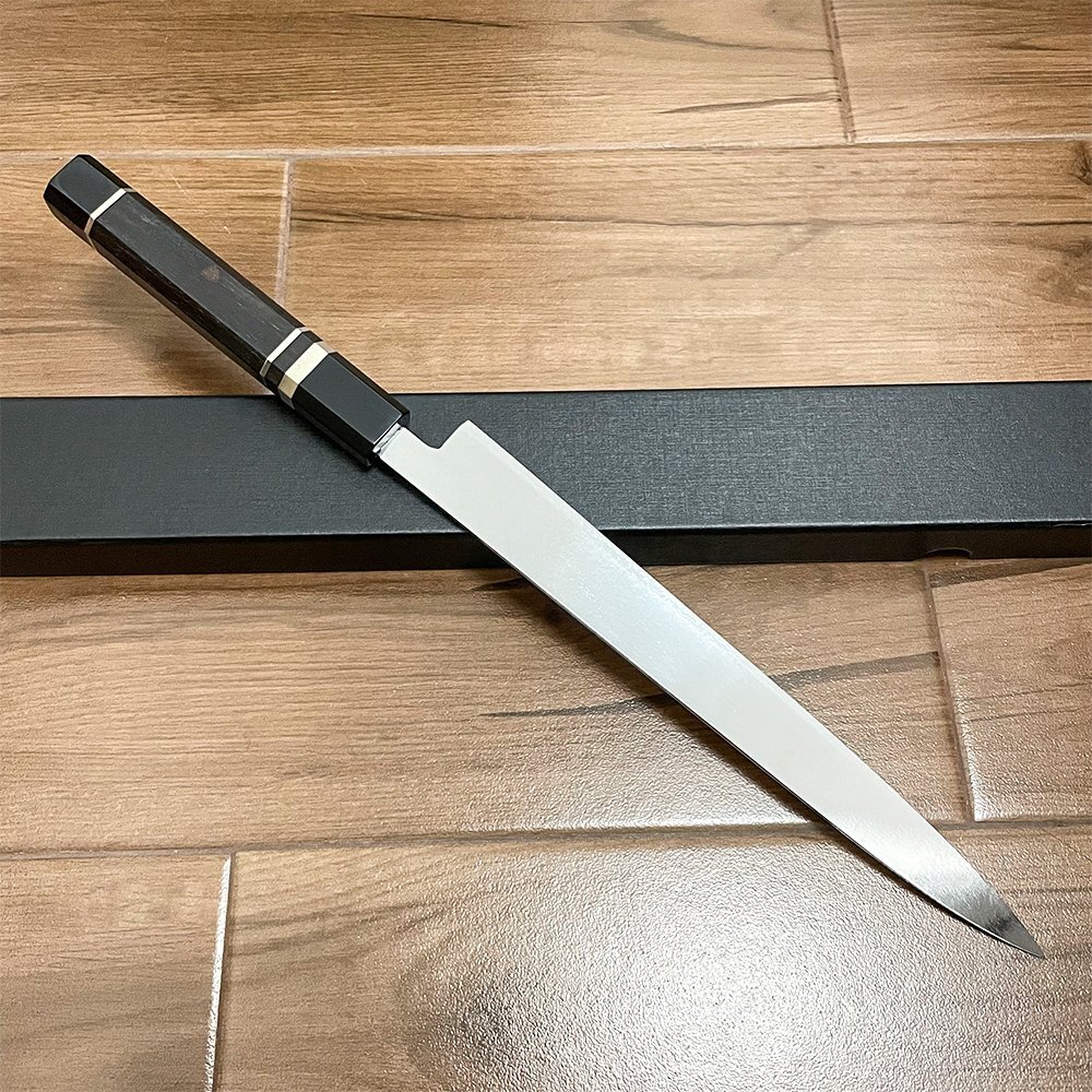 風刃 柳刃包丁 9寸 V金10号 刺身包丁 和包丁牛刀 黒檀黒水牛角 風刃 柳刃包丁 9寸 V金10号 刺身包丁 和包丁牛刀 黒檀黒水牛角