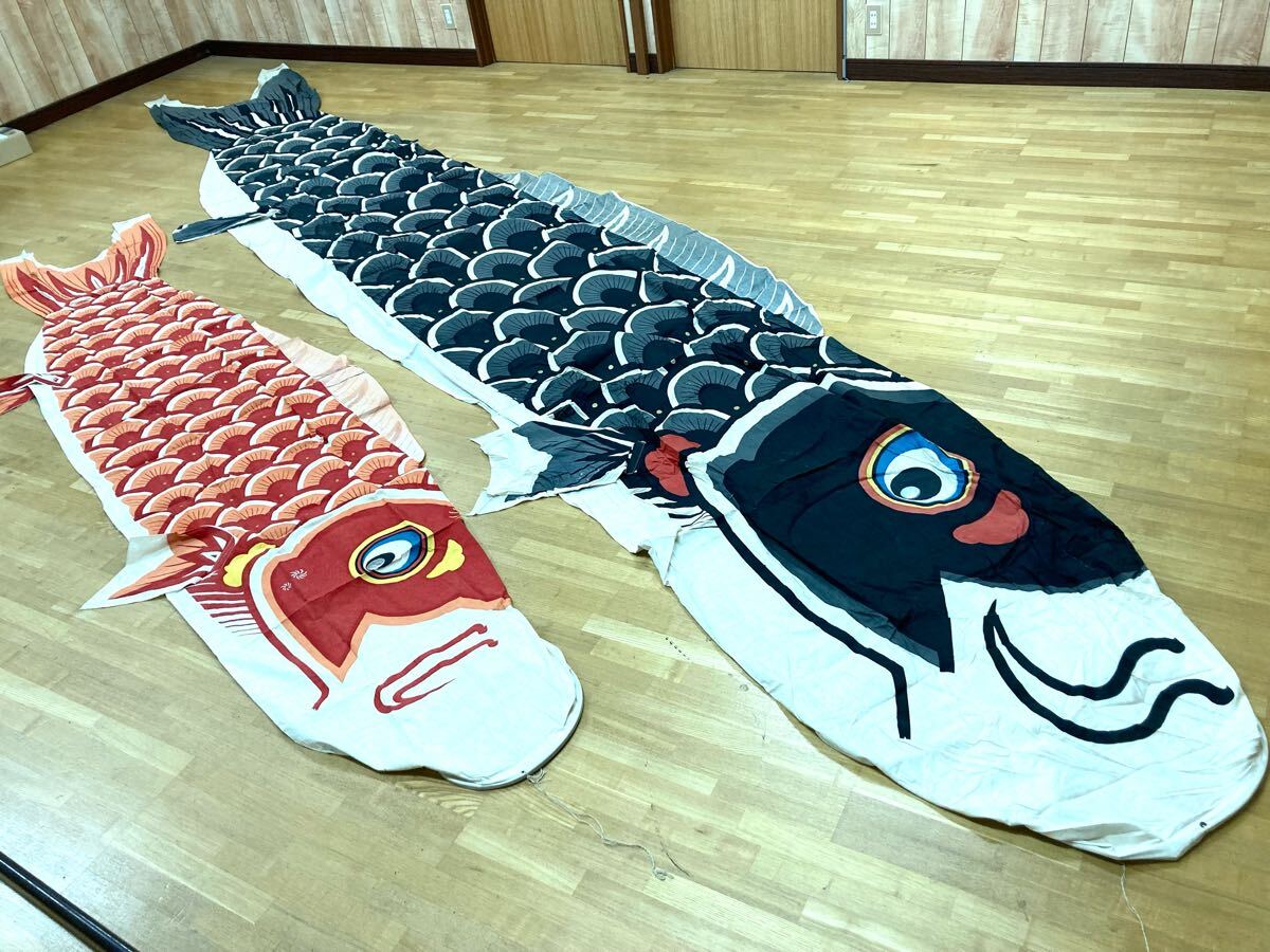 ◇鯉のぼり◇6m黒鯉/3.5m赤鯉 セット 布製 中古(こいのぼり ◇鯉のぼり◇6m黒鯉/3.5m赤鯉 セット 布製 中古(こいのぼり