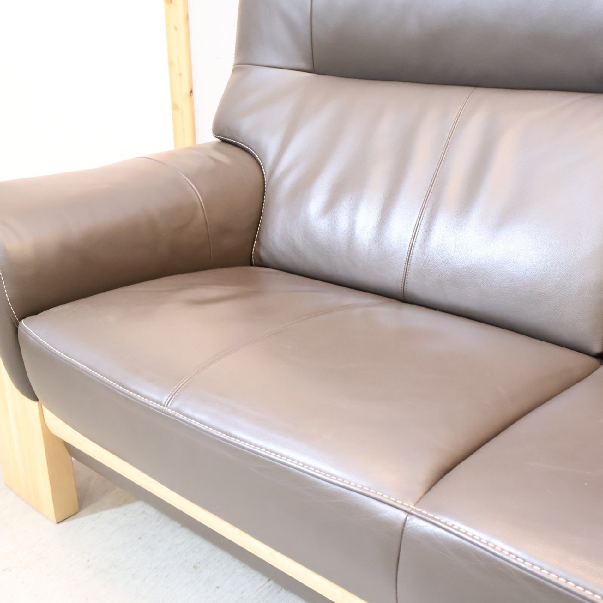 karimoku カリモク ZU79 2人掛けソファ 本革張 肘掛ソファ ラブソファ 張り込みタイプ ハイバック 2Pソファ レザー 北歐スタイル FC515