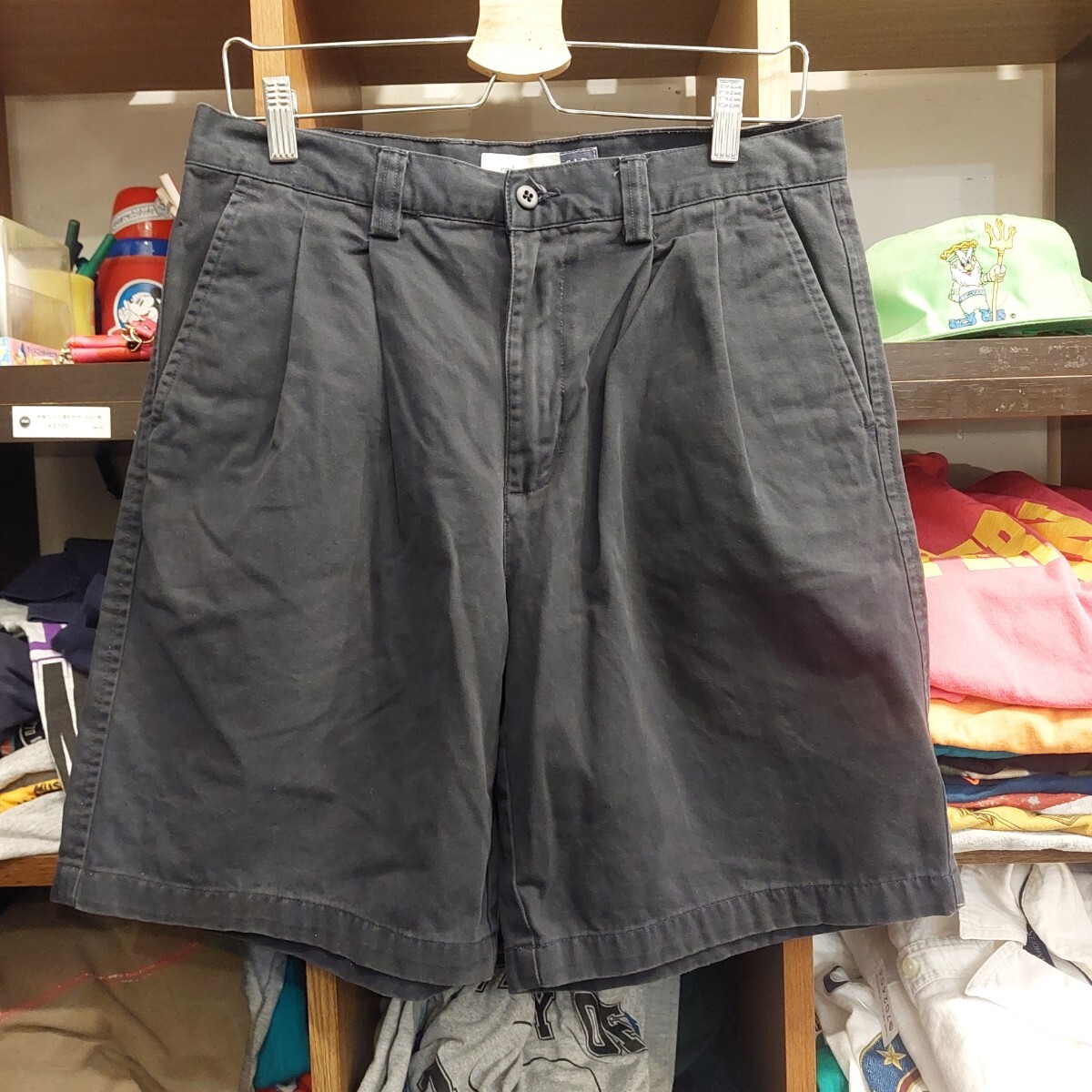 90s OLD GAP コットン チノ ショートパンツ メンズ w31 古着 90年代 オールド ギャップ ショーツ 短パン 半パン ツータック 紺 07D2402_画像1
