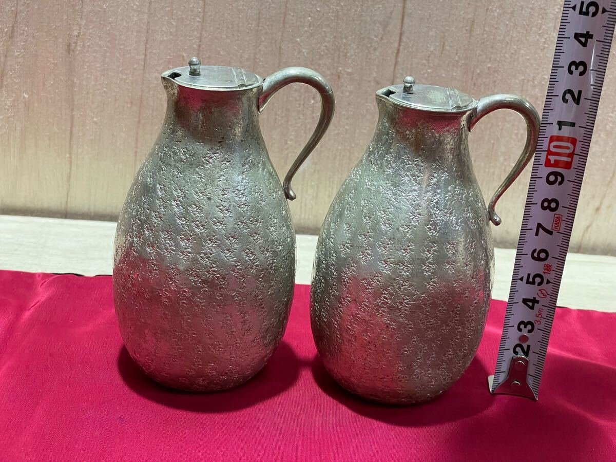 時代物 純錫製 錫半 酒器 ちろり 蓋付き 本錫 錫半 酒器セット 時代物 純錫製 錫半 酒器 ちろり 蓋付き 本錫 錫半 酒器セット