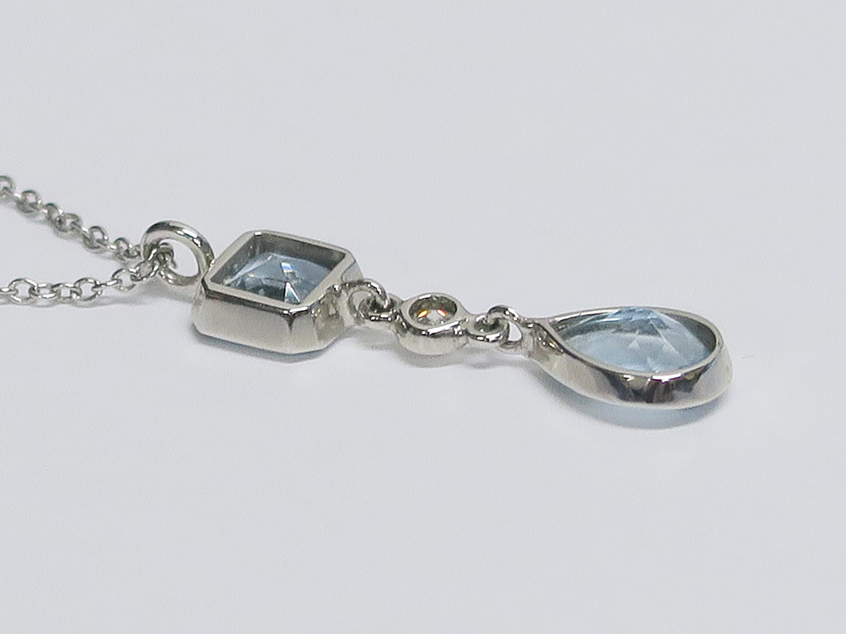 463 TIFFANY&CO. ティファニー アクアマリン ダイヤモンド ネックレス 750 K18WG 
