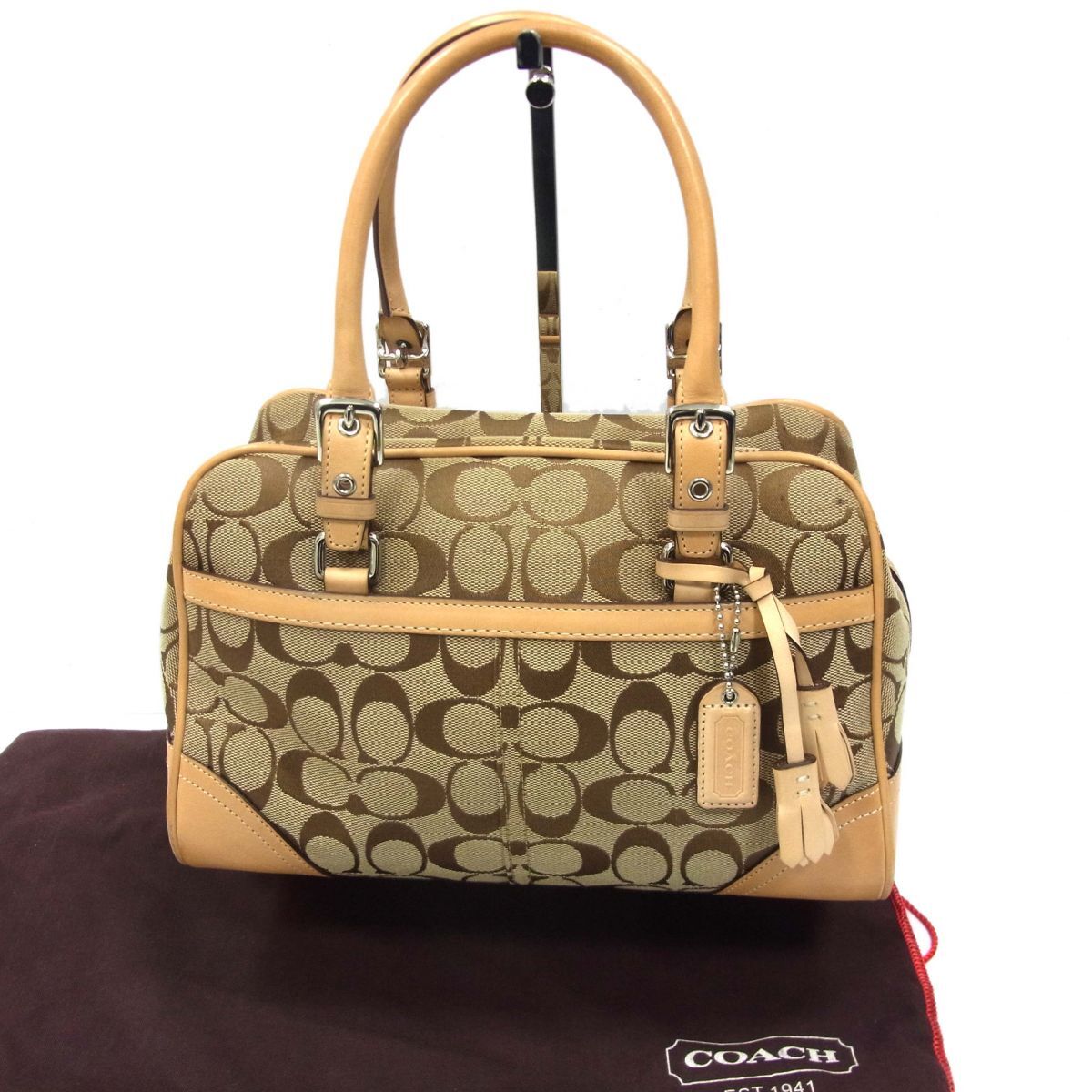 ◇COACH コーチ ハンドバッグ シグネチャー柄 レザー使い ◇COACH コーチ ハンドバッグ シグネチャー柄 レザー使い