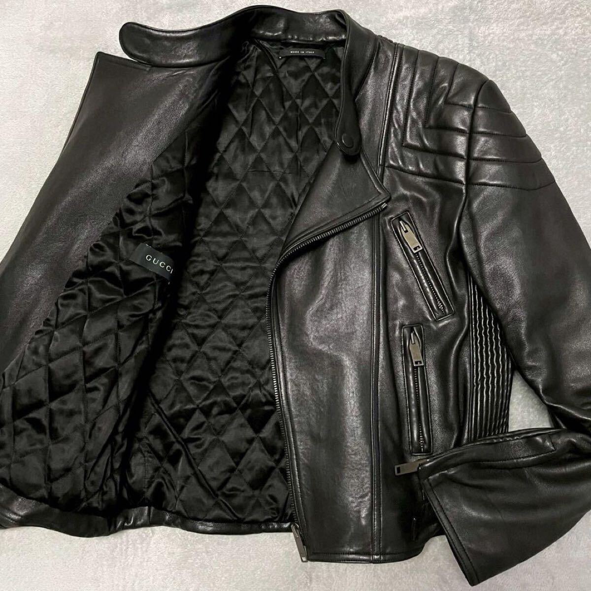 極美品!3XL相当☆GUCCI グッチ ダブル ライダースジャケット 革 極美品!3XL相当☆GUCCI グッチ ダブル ライダースジャケット 革