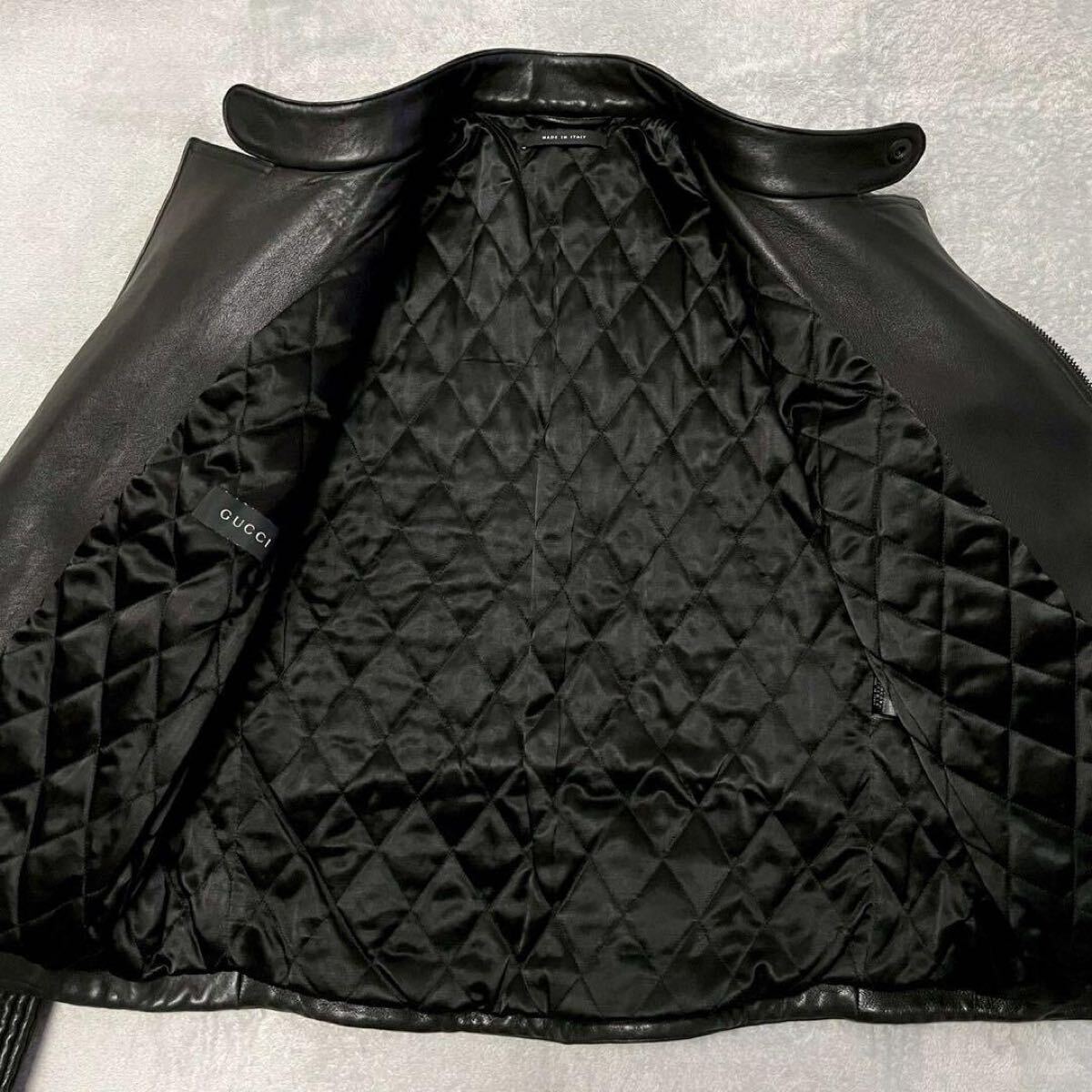 極美品!3XL相当☆GUCCI グッチ ダブル ライダースジャケット 革 極美品!3XL相当☆GUCCI グッチ ダブル ライダースジャケット 革