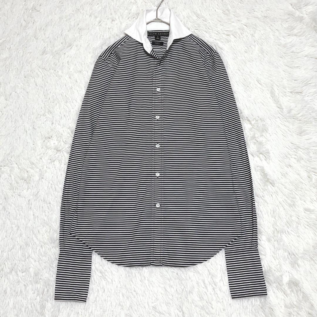 ラルフローレン 白×黒 ボーダー 長袖シャツ ドレスシャツ 春秋 ラルフローレン 白×黒 ボーダー 長袖シャツ ドレスシャツ 春秋