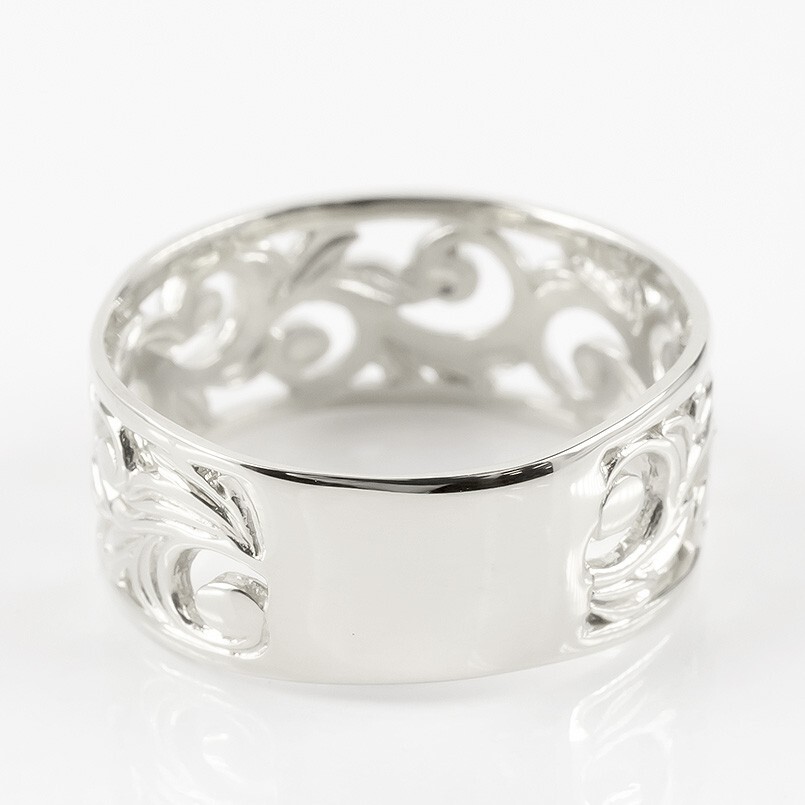 プラチナ リング メンズ pt900 太め ハワイアンジュエリー指輪 透かし 幅広 婚約指輪 安いピンキーリング 男性_画像3