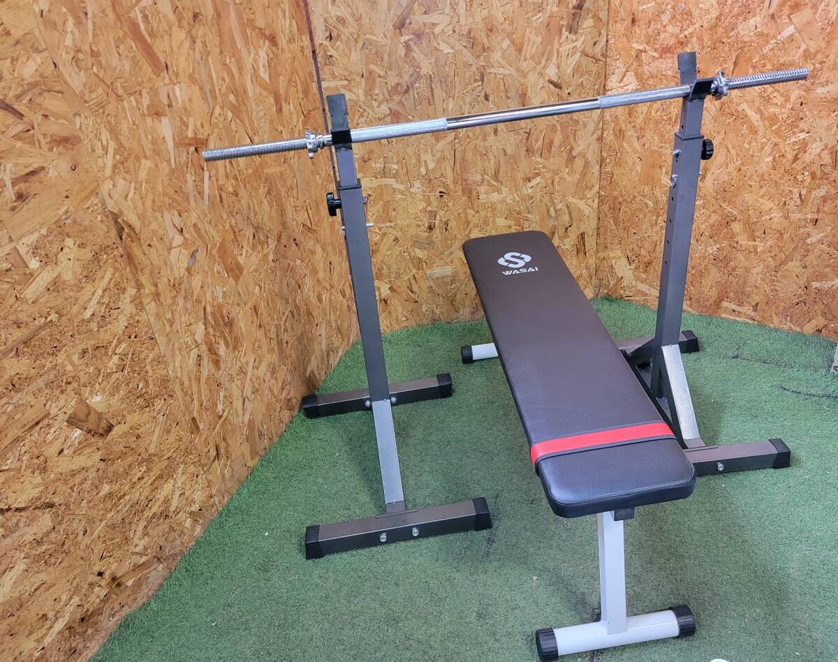 バーベルスタンドセット　シャフト長1400ｍｍ 高さ約900mm～1400ｍｍ 筋トレ トレーニング エリア限定 大坂市平野區(qū)発 「3162」