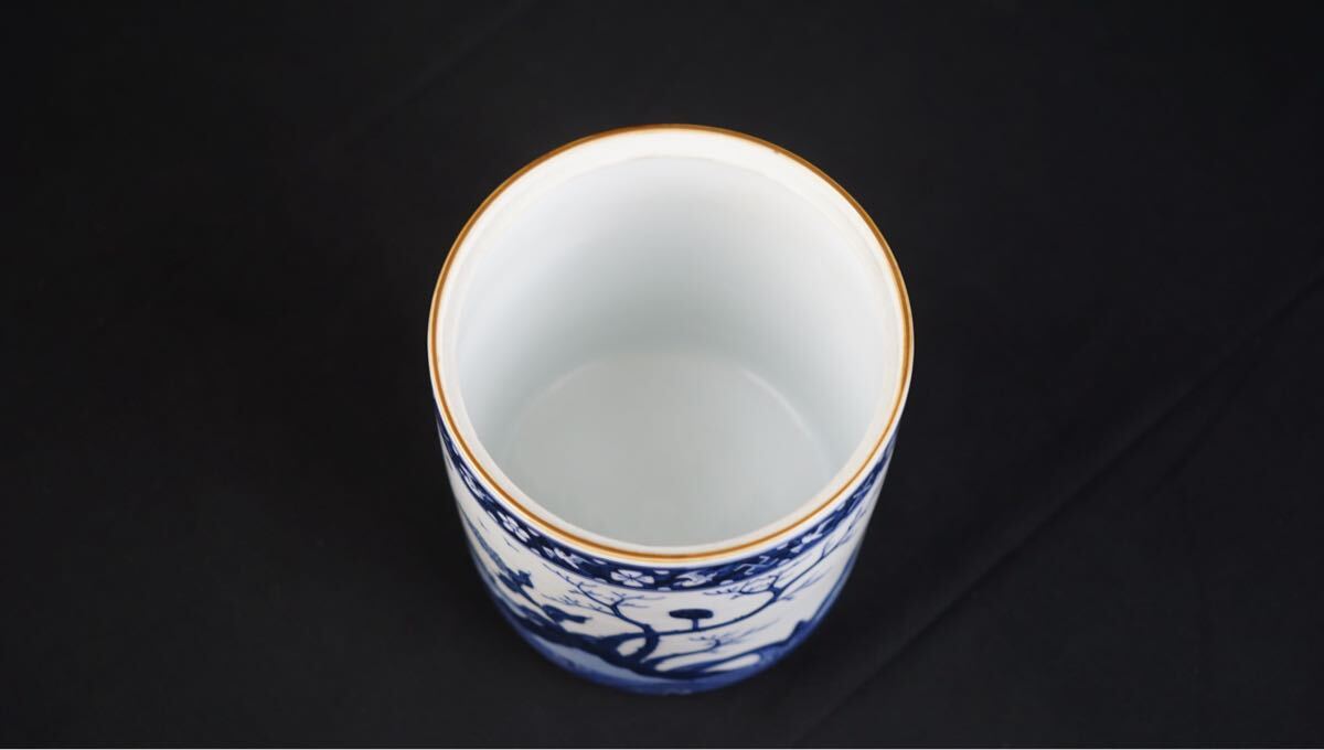 染付 山水 花鳥文 水指 平安春峰 造 水差し 茶道具 4.18.4(水指 染付 山水 花鳥文 水指 平安春峰 造 水差し 茶道具 4.18.4(水指