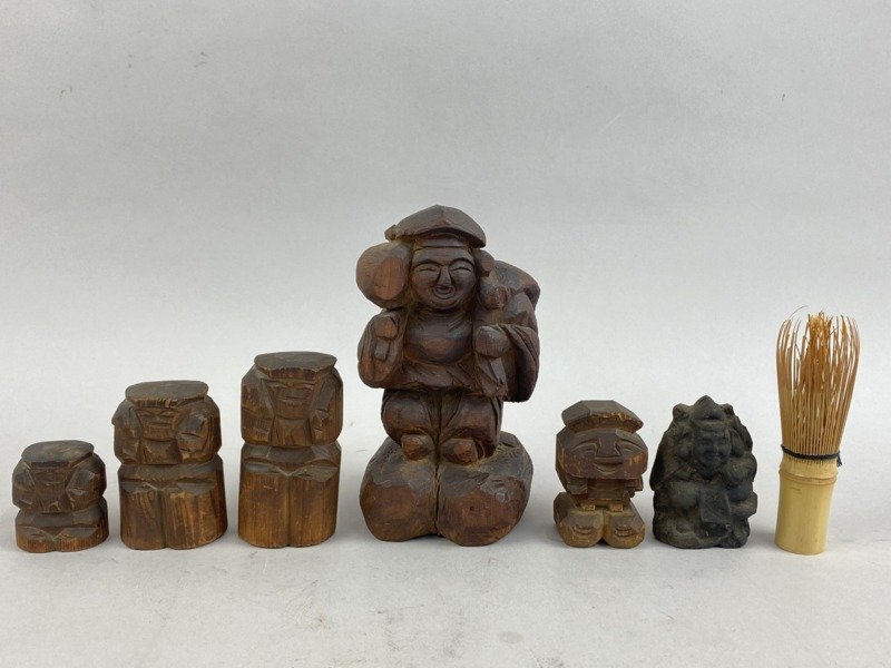 ab985 七福神 木彫 置物 まとめて 6点 大黒天 縁起物 彫刻 ab985 七福神 木彫 置物 まとめて 6点 大黒天 縁起物 彫刻