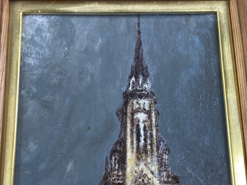 i1359 真作 樋口加六 師 林武 風景画 油彩 建物 額装 独立美術 i1359 真作 樋口加六 師 林武 風景画 油彩 建物 額装 独立美術
