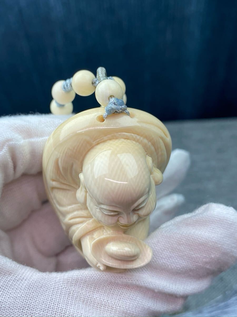 天然マンモス牙美しい手作り彫刻 元宝招財弥勒 ブレスレット 手 天然マンモス牙美しい手作り彫刻 元宝招財弥勒 ブレスレット 手