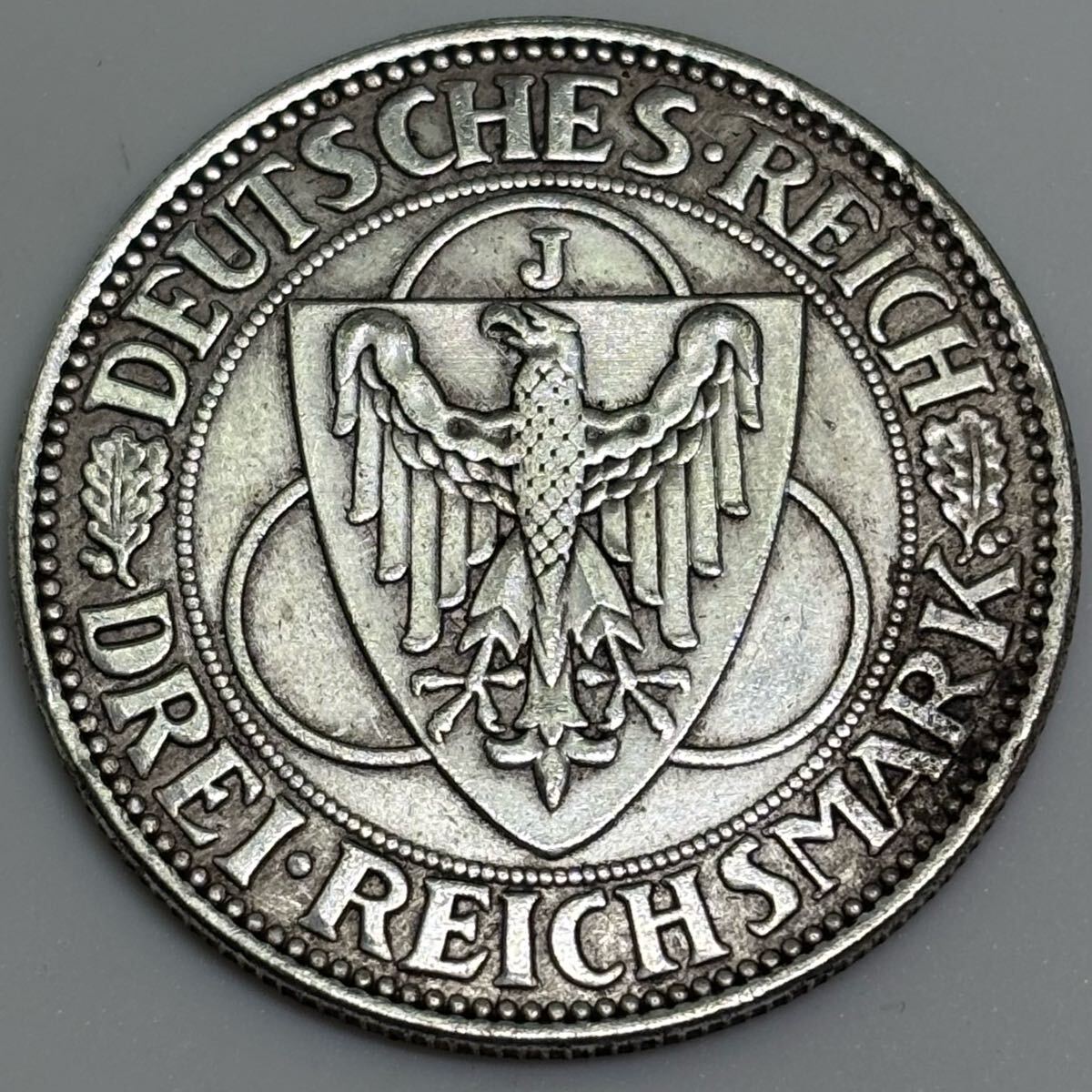 稀有 ワイマール共和国3ライヒスマルク銀貨（ラインラント進駐軍撤退記念5枚 稀有 ワイマール共和国3ライヒスマルク銀貨（ラインラント進駐軍