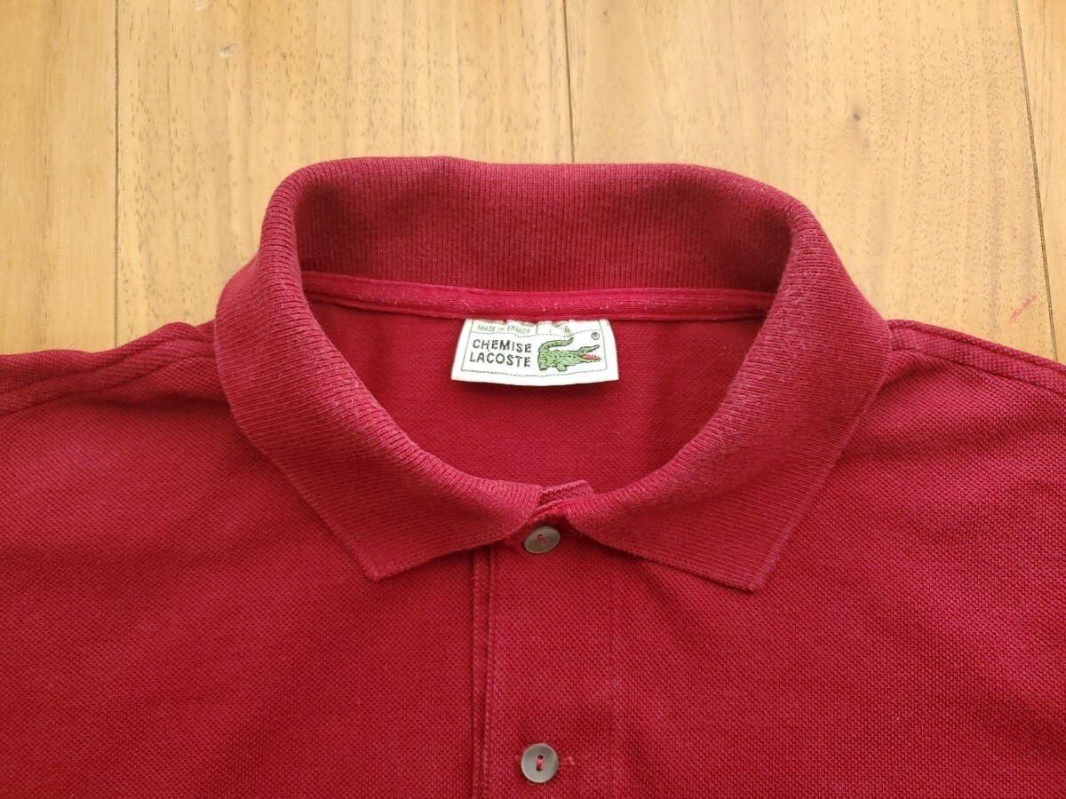 フランス製】80年代 ラコステ CHEMISE LACOSTE メンズ 4 ワイン フランス製】80年代 ラコステ CHEMISE LACOSTE メンズ 4 ワイン