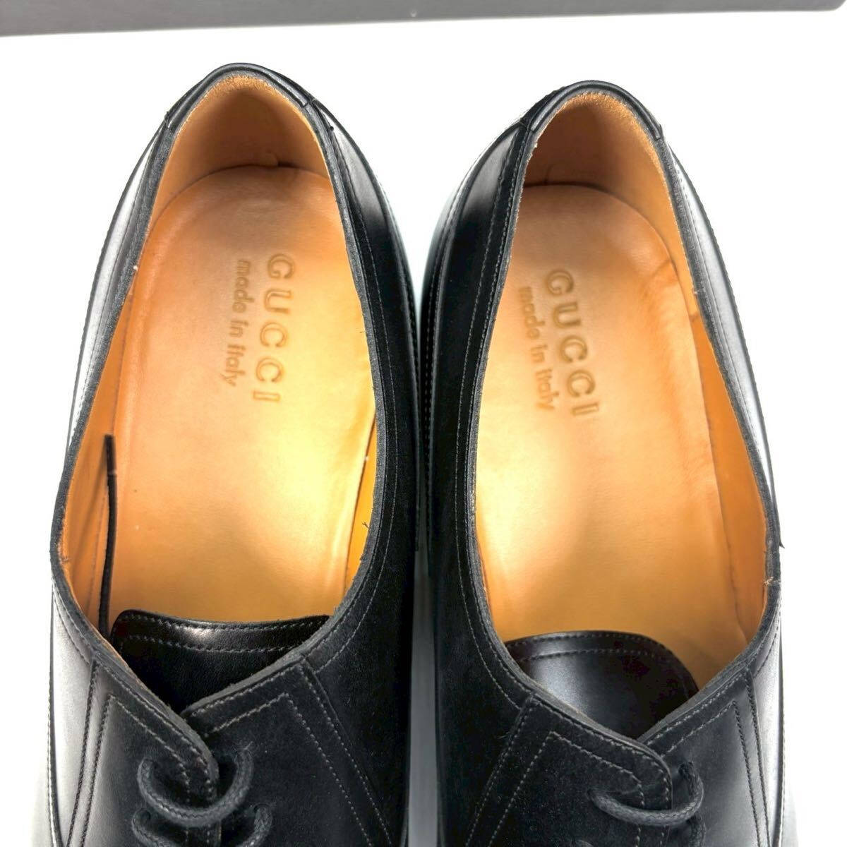 GUCCI グッチ ビジネスシューズ 革靴 レザー ヒールロゴ 12 31 GUCCI グッチ ビジネスシューズ 革靴 レザー ヒールロゴ 12 31