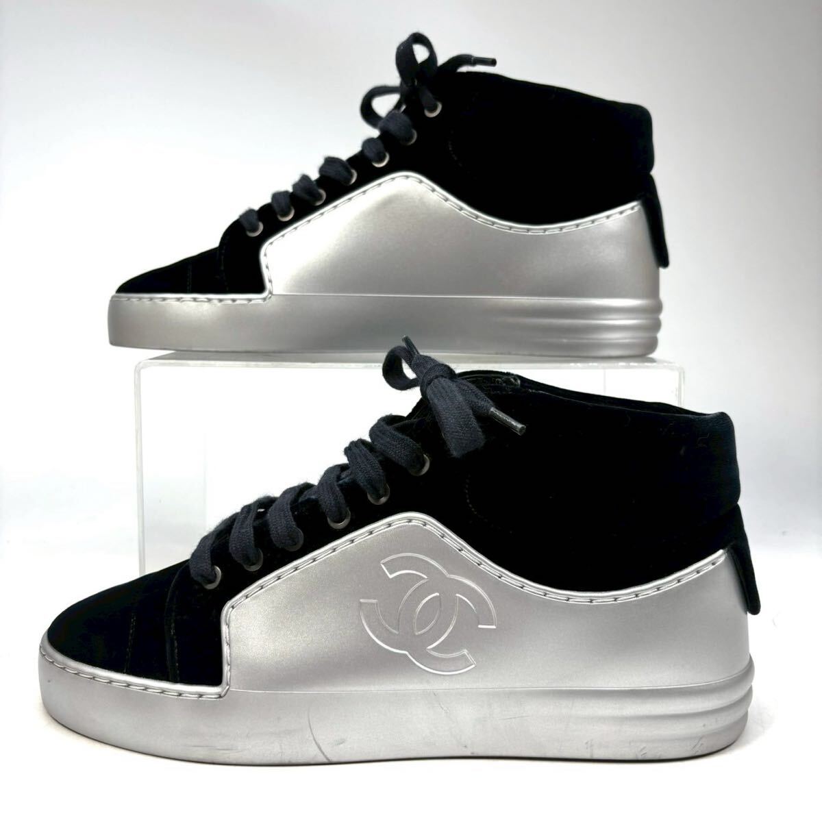 CHANEL シャネル ハイカットスニーカー ベロア 36 23 0cm CHANEL シャネル ハイカットスニーカー ベロア 36 23 0cm