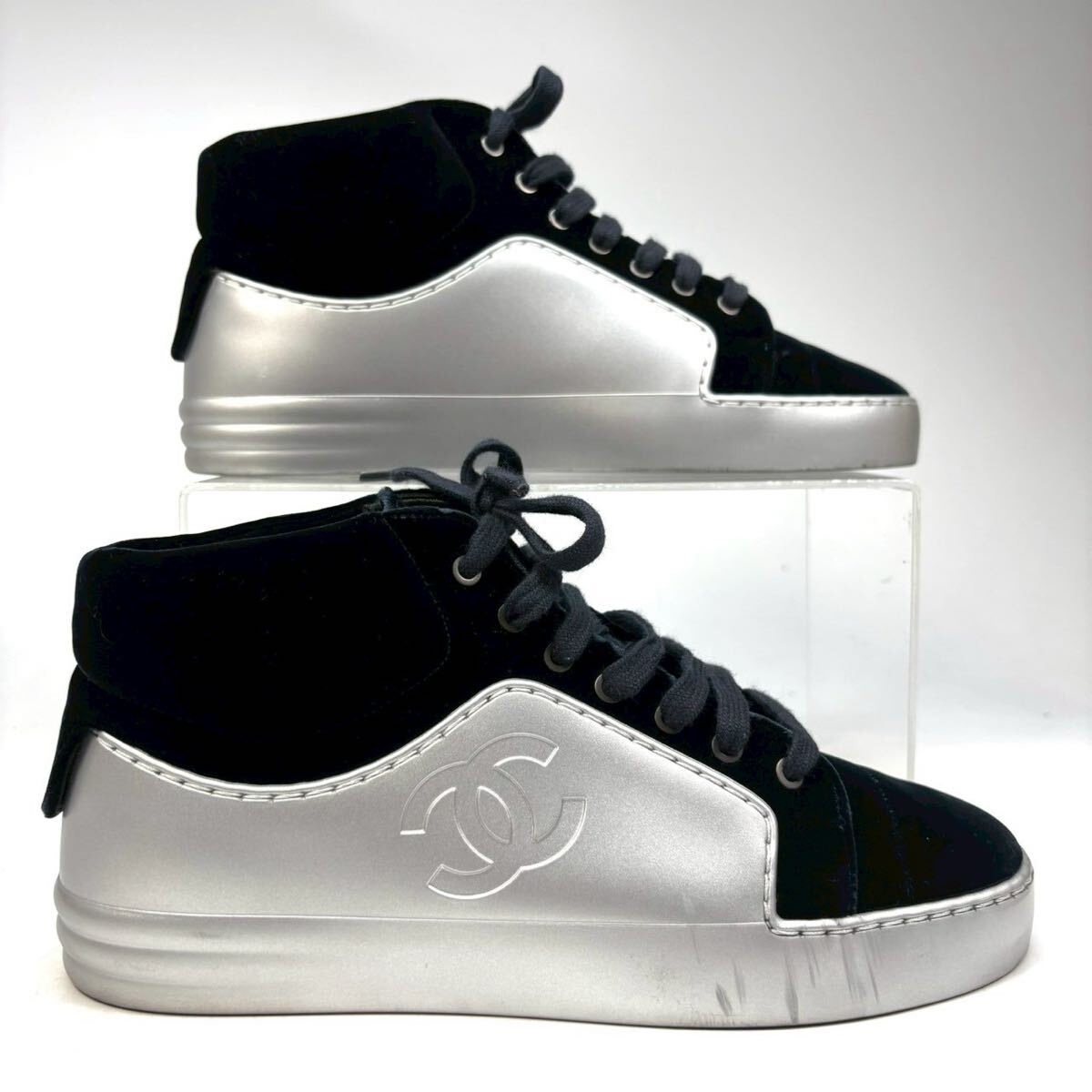 CHANEL シャネル ハイカットスニーカー ベロア 36 23 0cm CHANEL シャネル ハイカットスニーカー ベロア 36 23 0cm