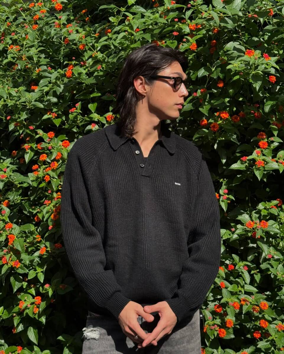 新品未開封 24FW Supreme Small Box Polo Sweater BLACK M 黒 新品未開封 24FW Supreme Small Box Polo Sweater BLACK M 黒