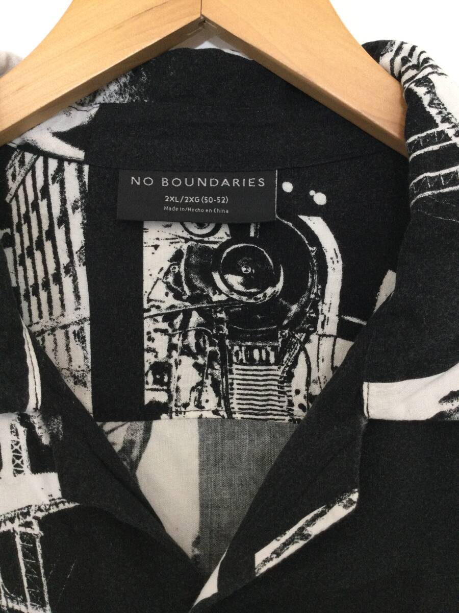 NO BOUNDARIES искусственный шелк рубашка гавайская рубашка Hawaiian искусственный шелк короткий рукав . воротник рубашка мужской 2XL чёрный серия хорошая вещь 