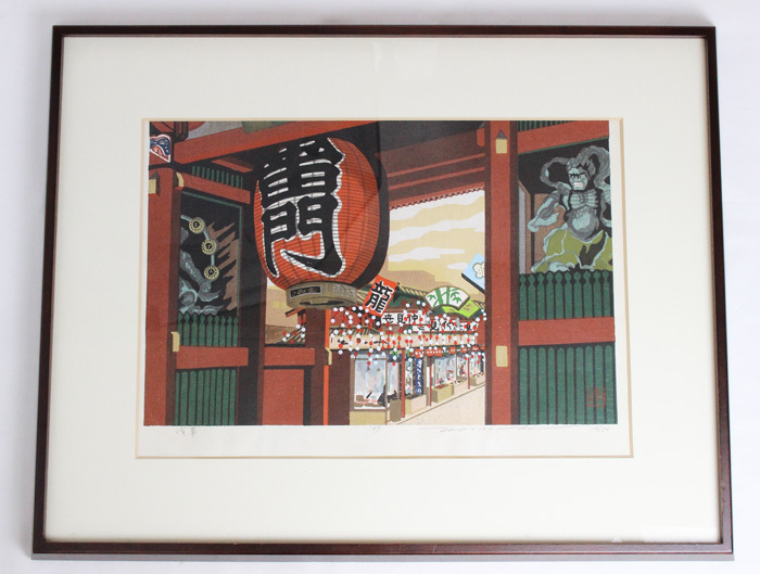 井堂雅夫 「浅草寺 雷門」 木版画 直筆サイン 14/150 版画 中古 井堂雅夫 「浅草寺 雷門」 木版画 直筆サイン 14/150 版画 中古