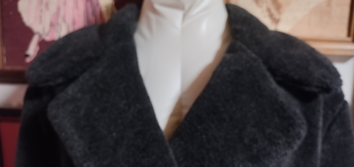 美品★フェンデ?！铳堀ⅰ铳冤`コート★FENDI★ファー★ダブルブレスト★ブラック★黒★大きいサイズ★44★希少★Pコート★チェスターコート