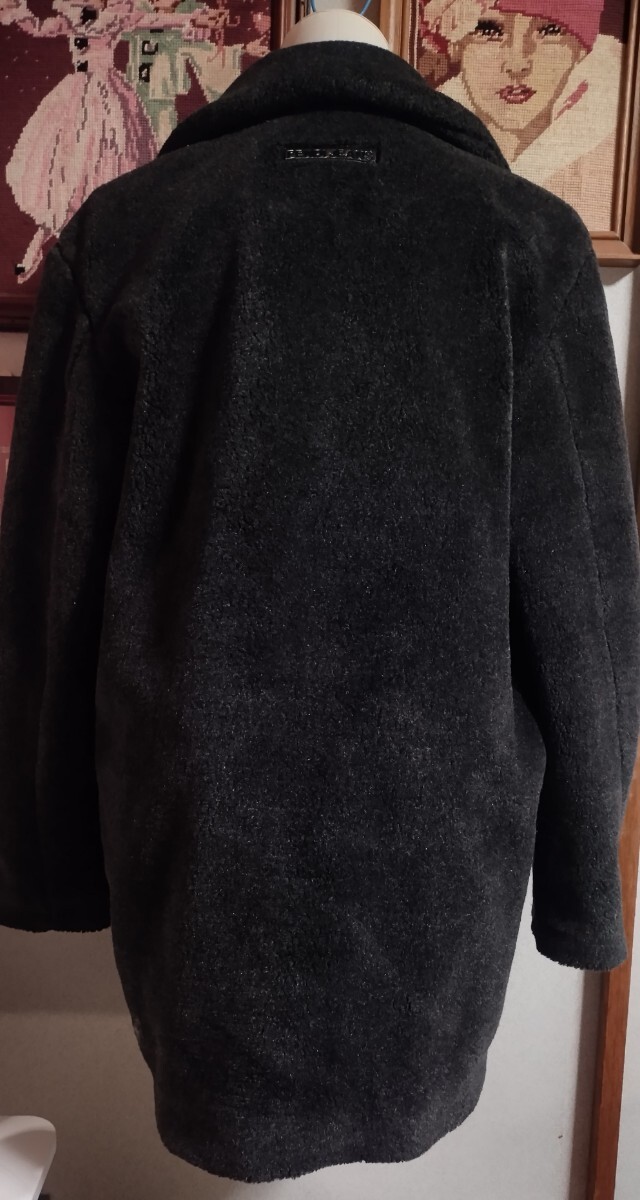 美品★フェンディ★ボア★ピーコート★FENDI★ファー★ダブルブレスト★ブラック★黒★大きいサイズ★44★希少★Pコート★チェスターコート