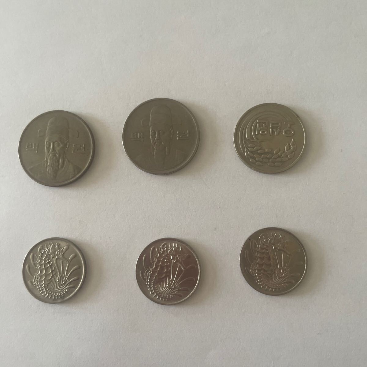 外国硬貨6枚 韓国100ウォン19831991年、50ウォン1981年 外国硬貨6枚 韓国100ウォン19831991年、50ウォン1981年
