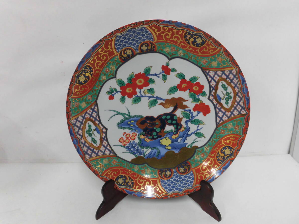 4479B◎有田焼 萬仙窯 40cm 飾皿 大皿 額皿 色絵 金彩 伊万里 4479B◎有田焼 萬仙窯 40cm 飾皿 大皿 額皿 色絵 金彩 伊万里