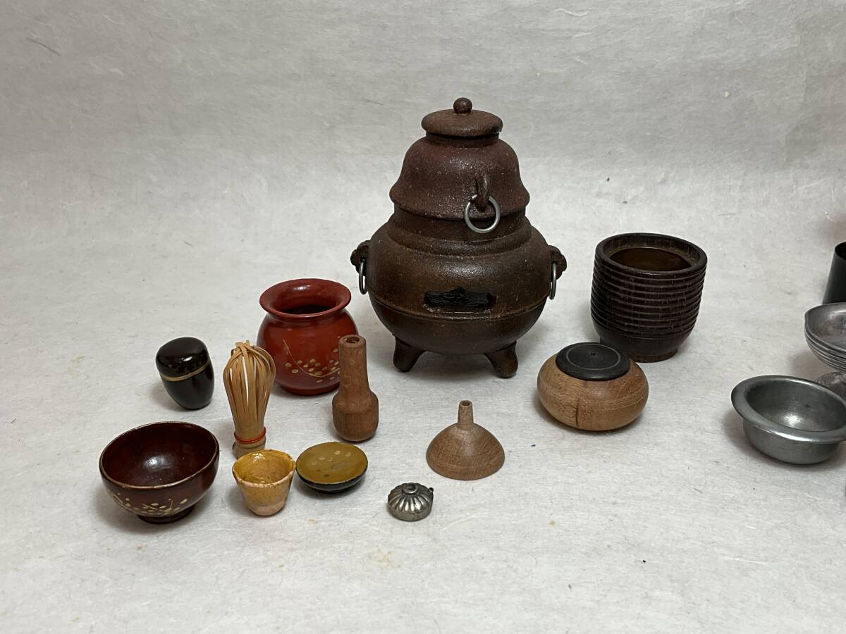 小さな茶道具 鳥籠 漏斗 水滴 錫製玩具 / 古玩具 雛道具 茶道具 小さな茶道具 鳥籠 漏斗 水滴 錫製玩具 / 古玩具 雛道具 茶道具