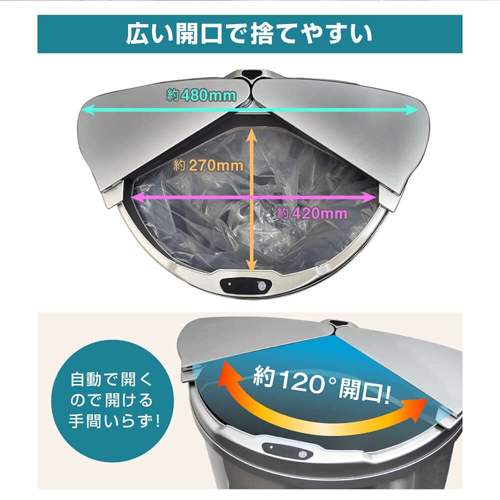衛生的な自動開閉機能付きステンレスゴミ箱31L 高品質 安全設計 衛生的な自動開閉機能付きステンレスゴミ箱31L 高品質 安全設計
