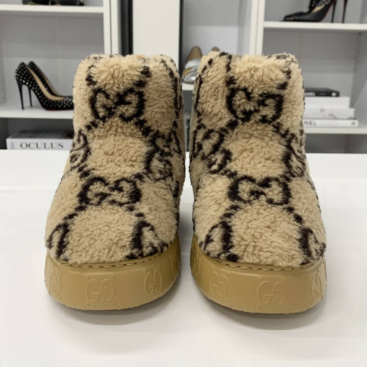 M11952 未使用 グッチ GGシグネチャー ムートン ショートブーツ M11952 未使用 グッチ GGシグネチャー ムートン ショートブーツ