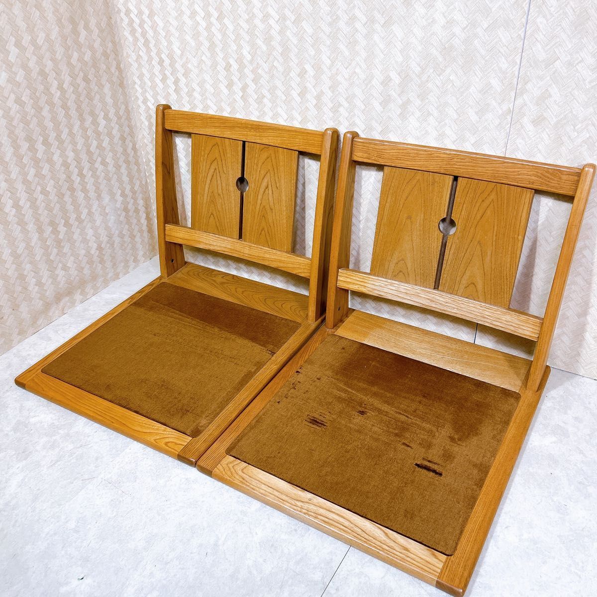 希少 カリモク Karimoku 座椅子 2脚 セット ビンテージ ① 希少 カリモク Karimoku 座椅子 2脚 セット ビンテージ ①
