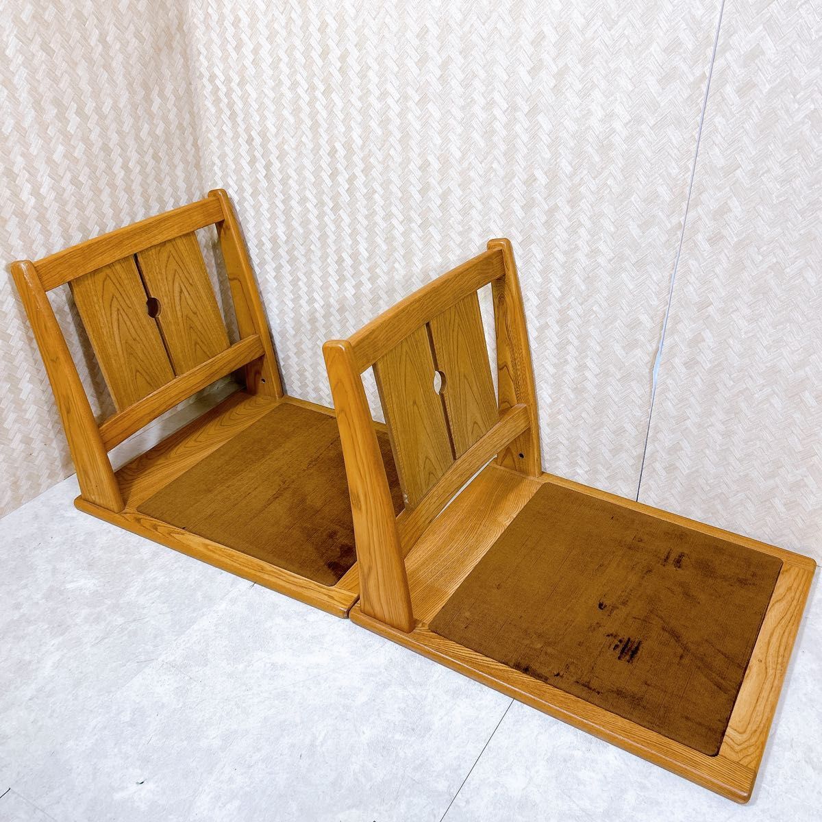 希少 カリモク Karimoku 座椅子 2脚 セット ビンテージ ① 希少 カリモク Karimoku 座椅子 2脚 セット ビンテージ ①