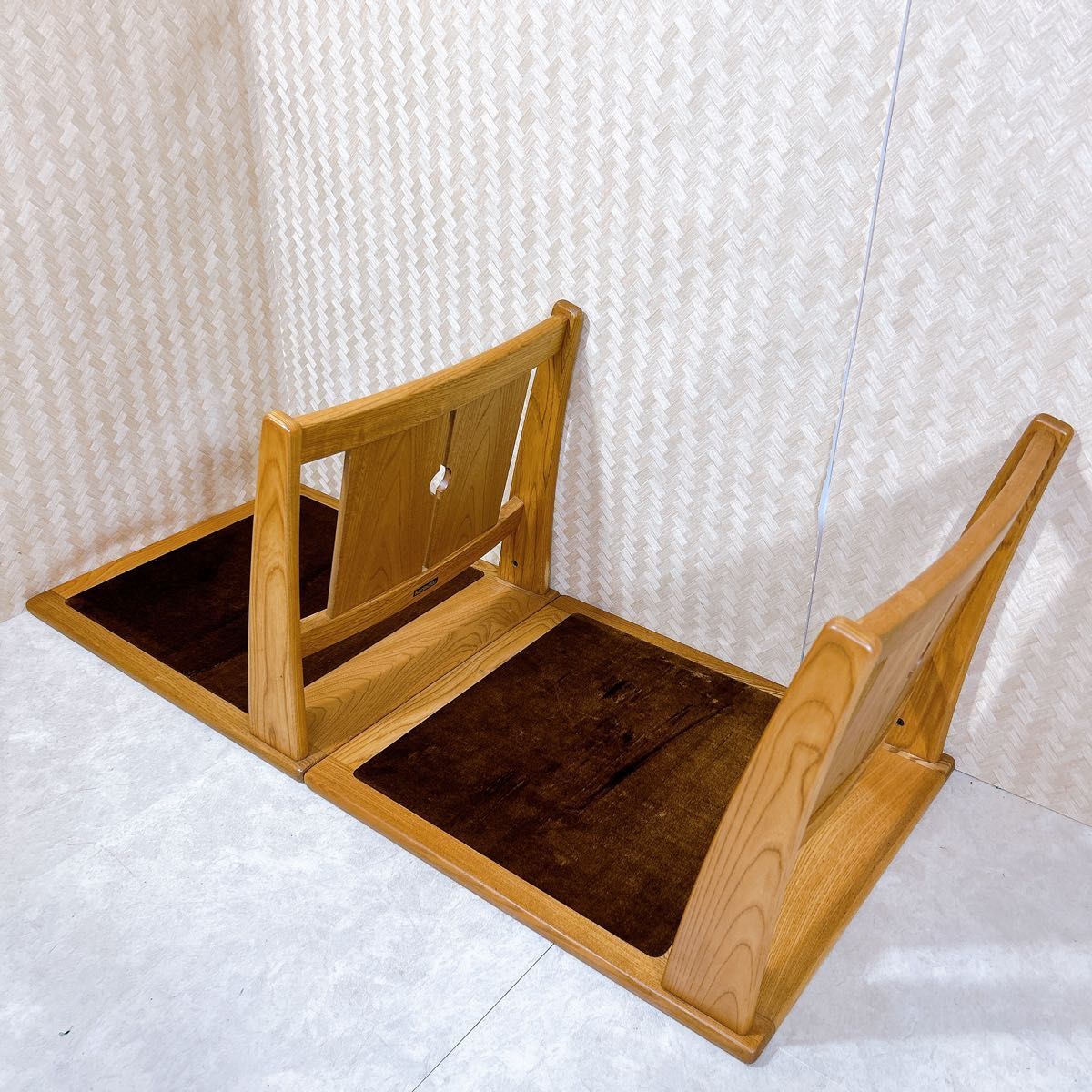 希少 カリモク Karimoku 座椅子 2脚 セット ビンテージ ① 希少 カリモク Karimoku 座椅子 2脚 セット ビンテージ ①