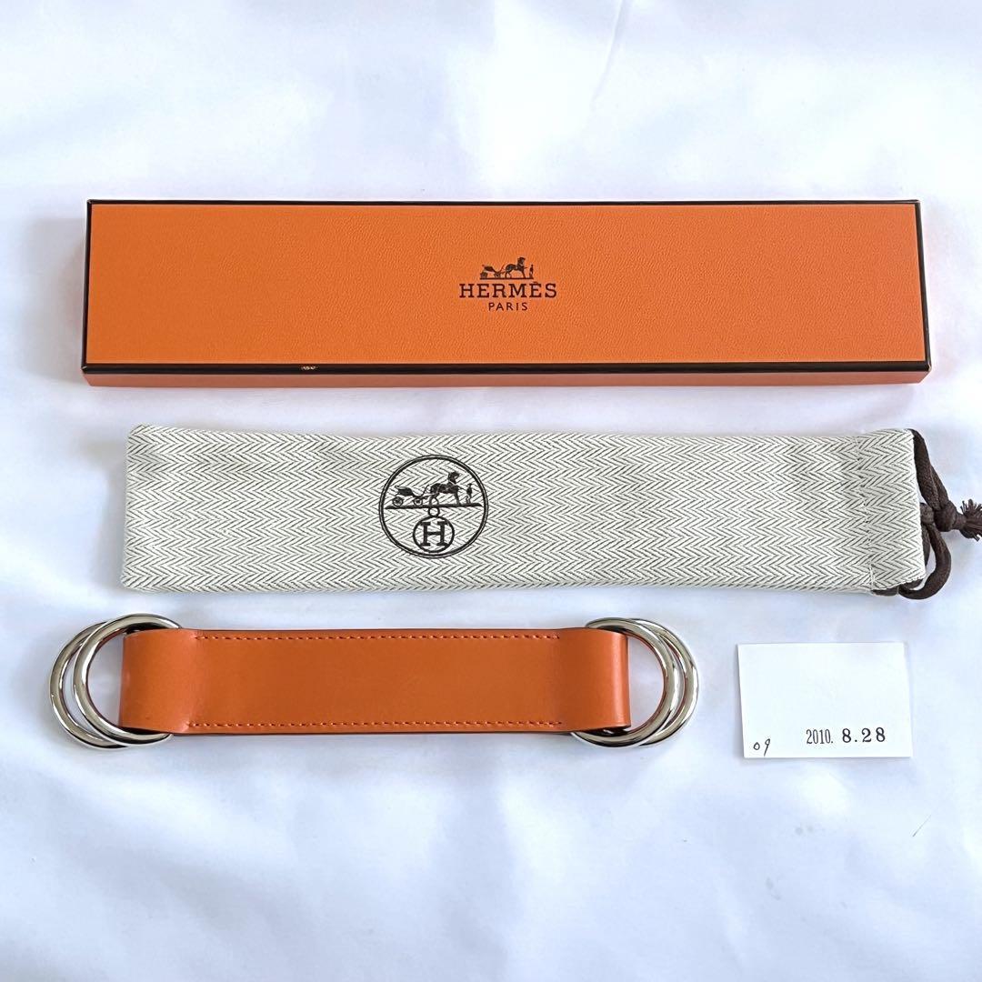 美品】HERMES エルメス ロマンス スカーフベルト オレンジ 美品】HERMES エルメス ロマンス スカーフベルト オレンジ