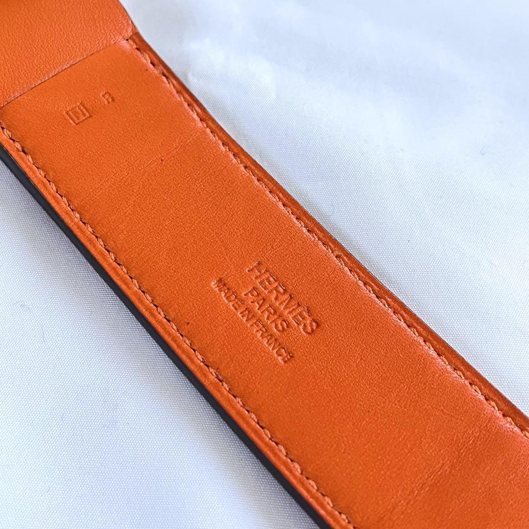 美品】HERMES エルメス ロマンス スカーフベルト オレンジ 美品】HERMES エルメス ロマンス スカーフベルト オレンジ