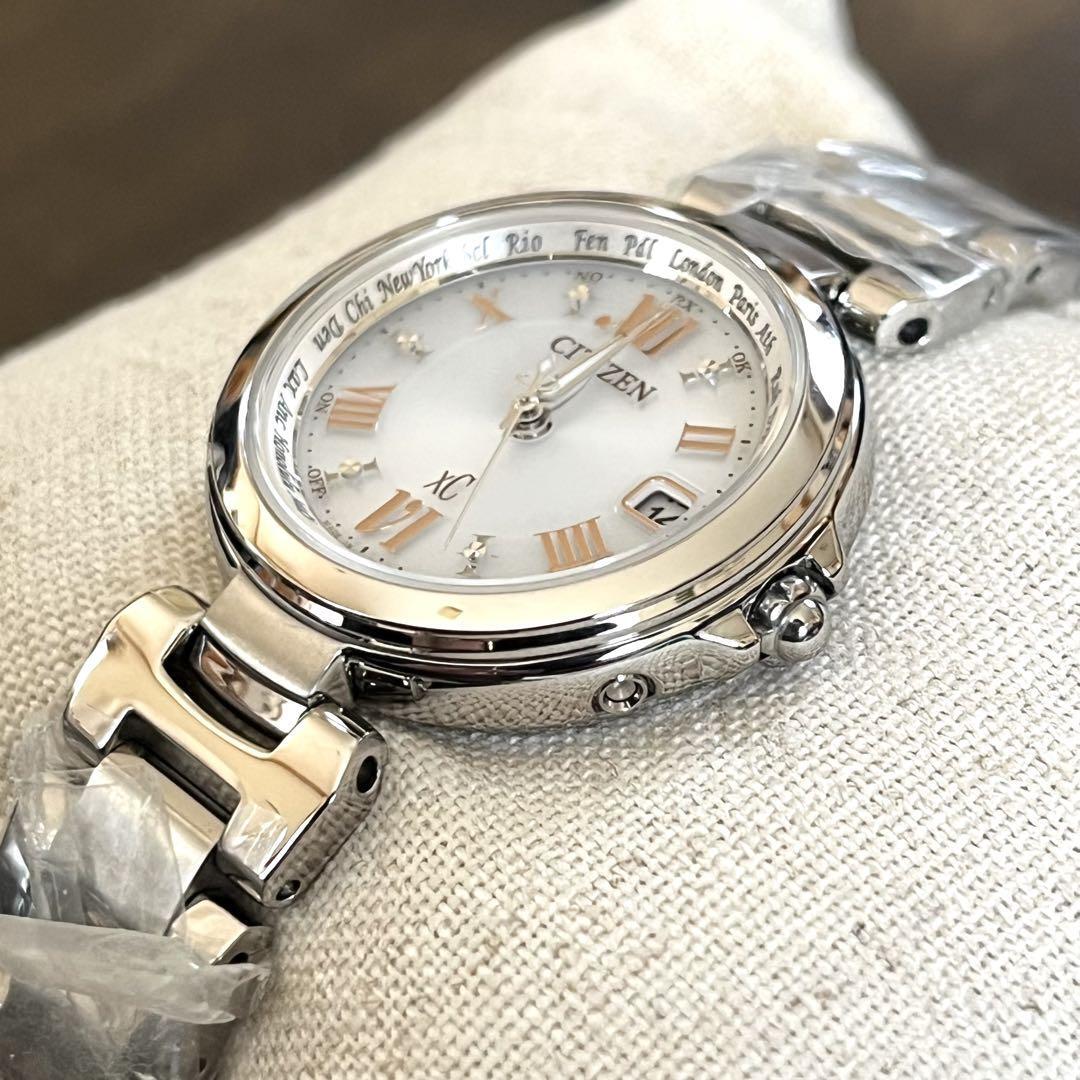 未使用】CITIZEN クロスシー xC ソーラー電波 ホワイト シルバー 未使用】CITIZEN クロスシー xC ソーラー電波 ホワイト シルバー
