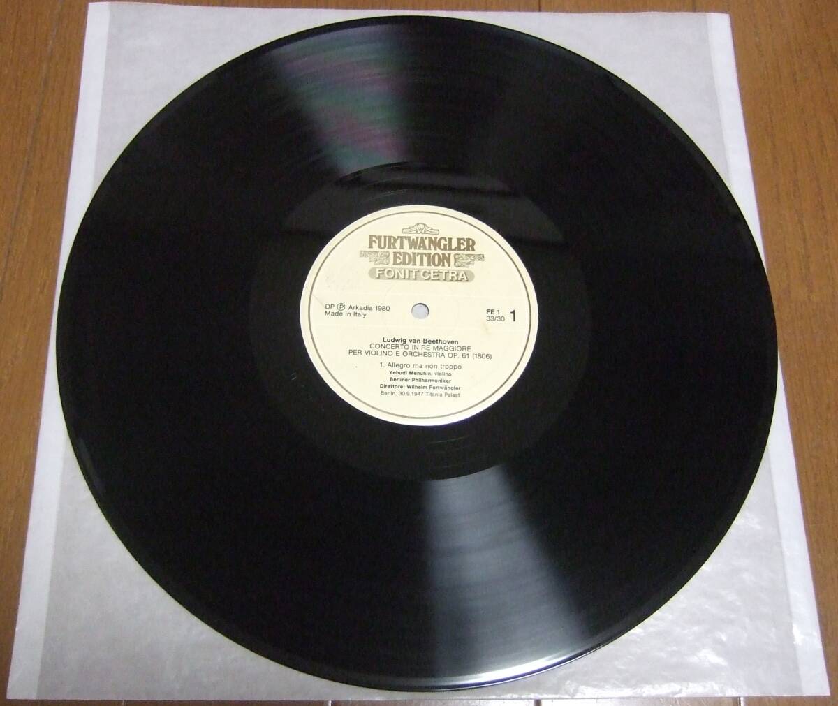 LP フルトヴェングラー ベートーヴェン「ヴァイオリン協奏曲」伊FONIT CETRA盤 FE1 FE-1 1947.9.30_画像3